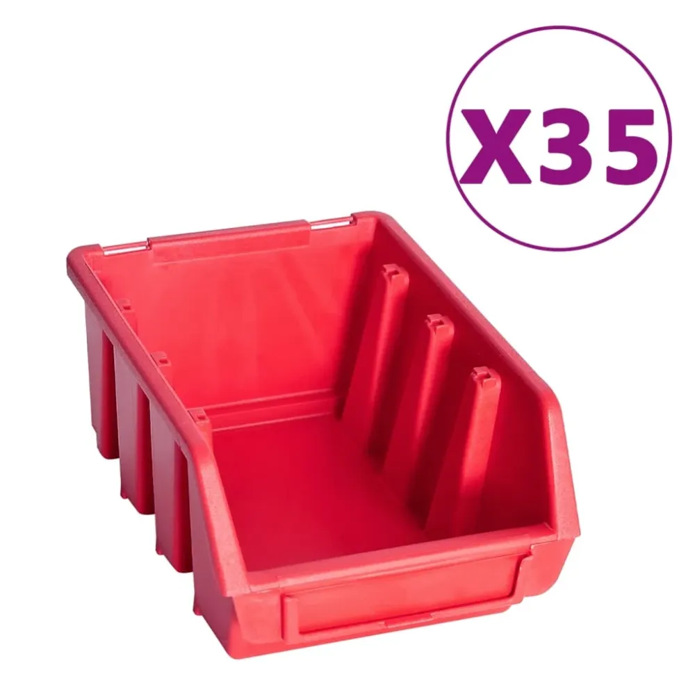 141dílný set skladovacích zásobníků nástěnné díly červenočerný bílá s vysokým leskem