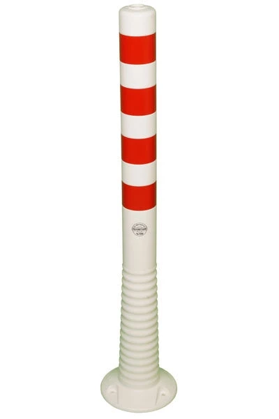 Pružný dopravní sloupek – Elasto – 1000 mm / bílý s červenými reflexními pruhy (Vrácení)