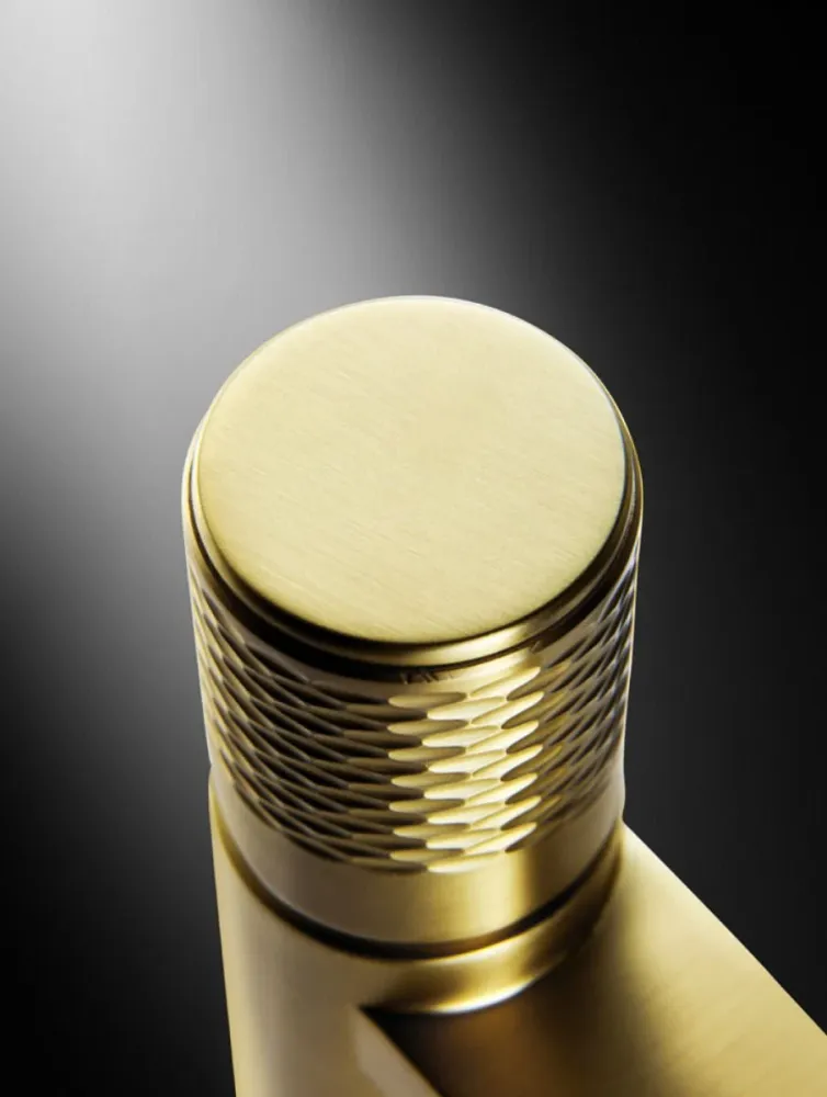 Designová zlatá umyvadlová baterie Opera Satin Gold