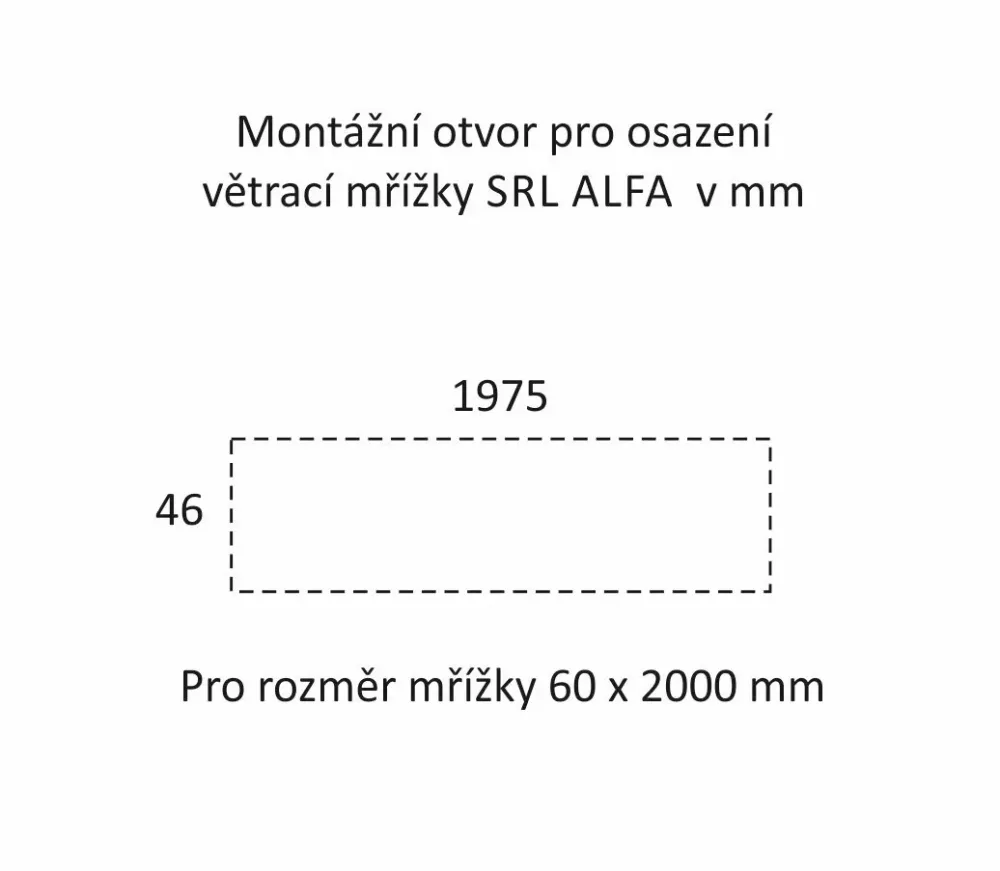 Šířka mřížky SRL - Alfa ventilační mřížka 60 x 2000 mm - šířka mřížek 60 mm
