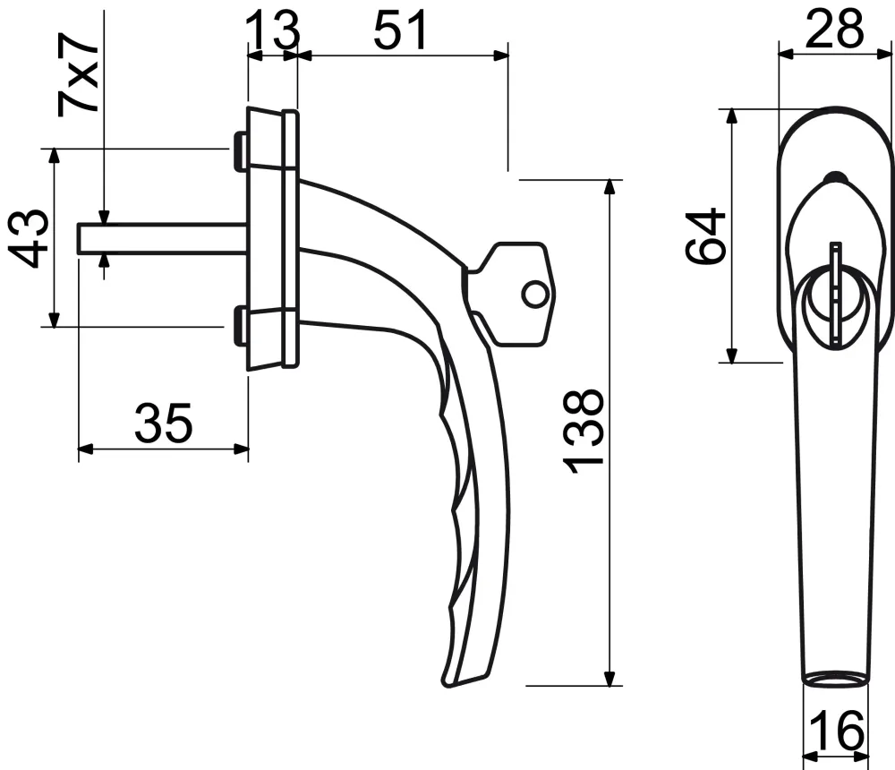 Okenní klika RHW.009 F4
