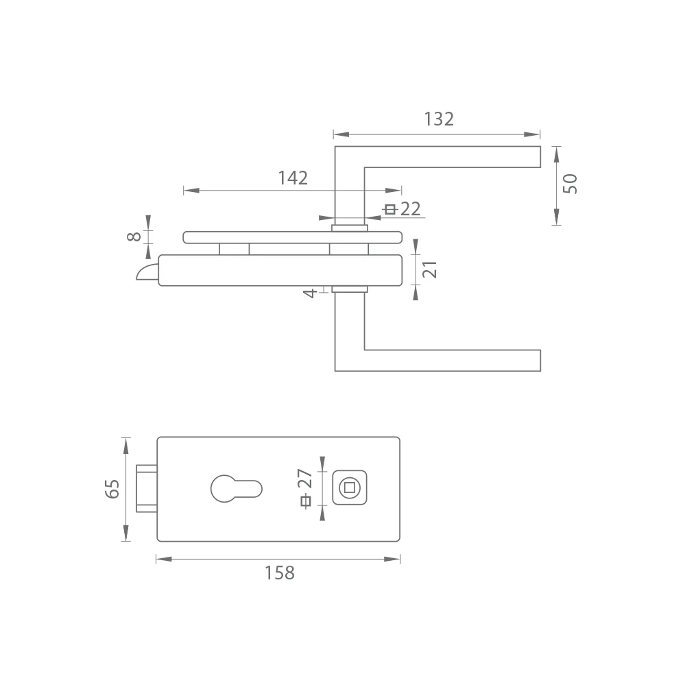 MP - Unikátní R8 - Glass Lock Handle Host - PZ - zámky pro skleněné dveře