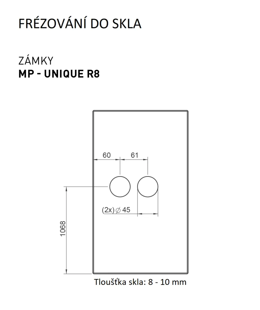 MP - Unikátní R8 - Glass Lock Handle Host - PZ - zámky pro skleněné dveře