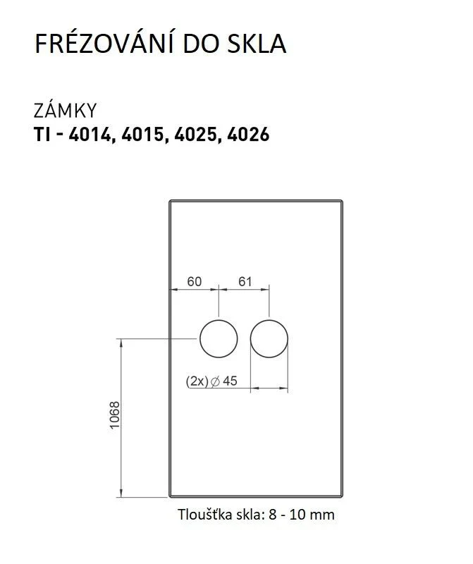 TI - ZÁMEK na sklo s klikou SONIA 4026 - WC - Zámky na skleněné dveře