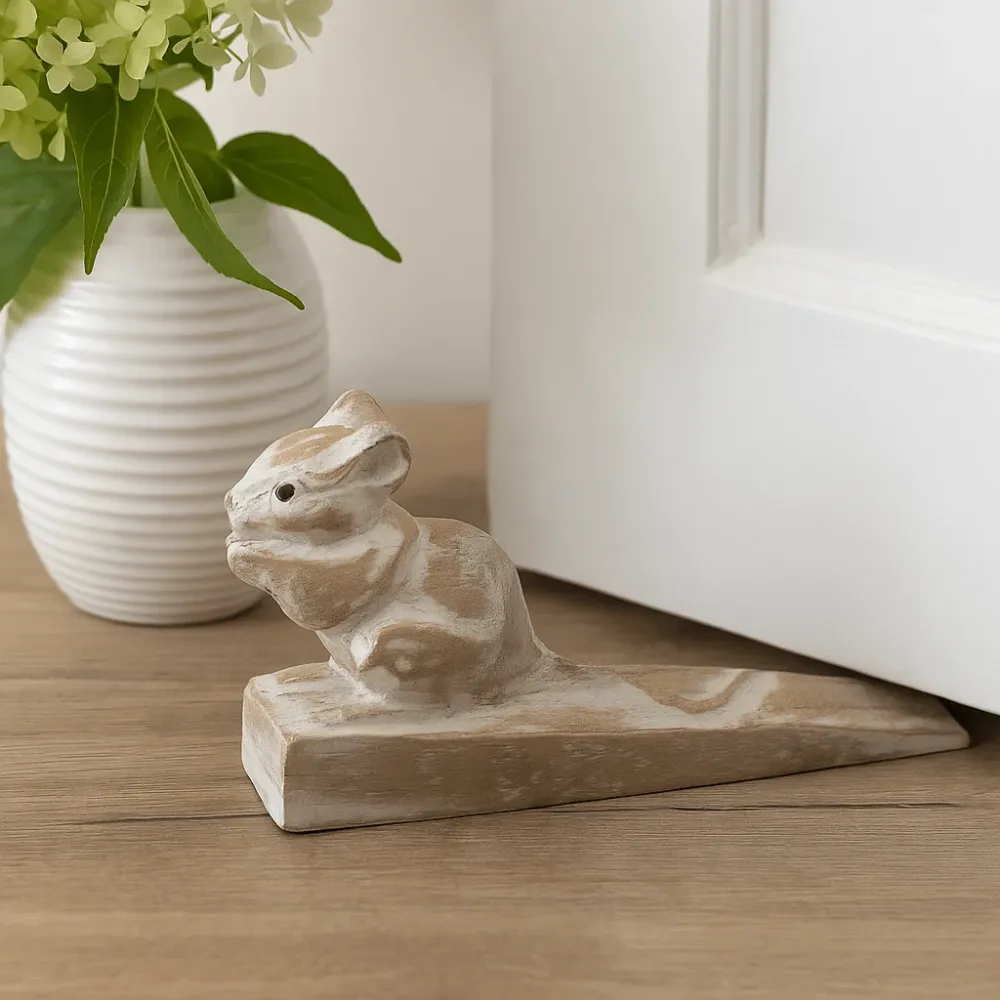 Dveřní zarážka dřevěná myš domácí ručně vyřezávaná