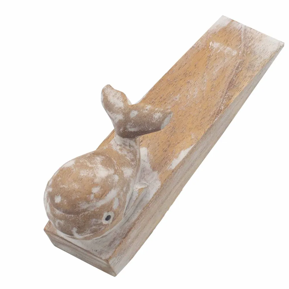Zarážka do dveří ručně vyřezávaný dřevěný velryba